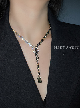 y型礼服项链女款2025新款闪钻锁骨链轻奢小众嘻哈颈链配饰高级感