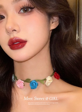 夏日小清新缎带花朵颈链女