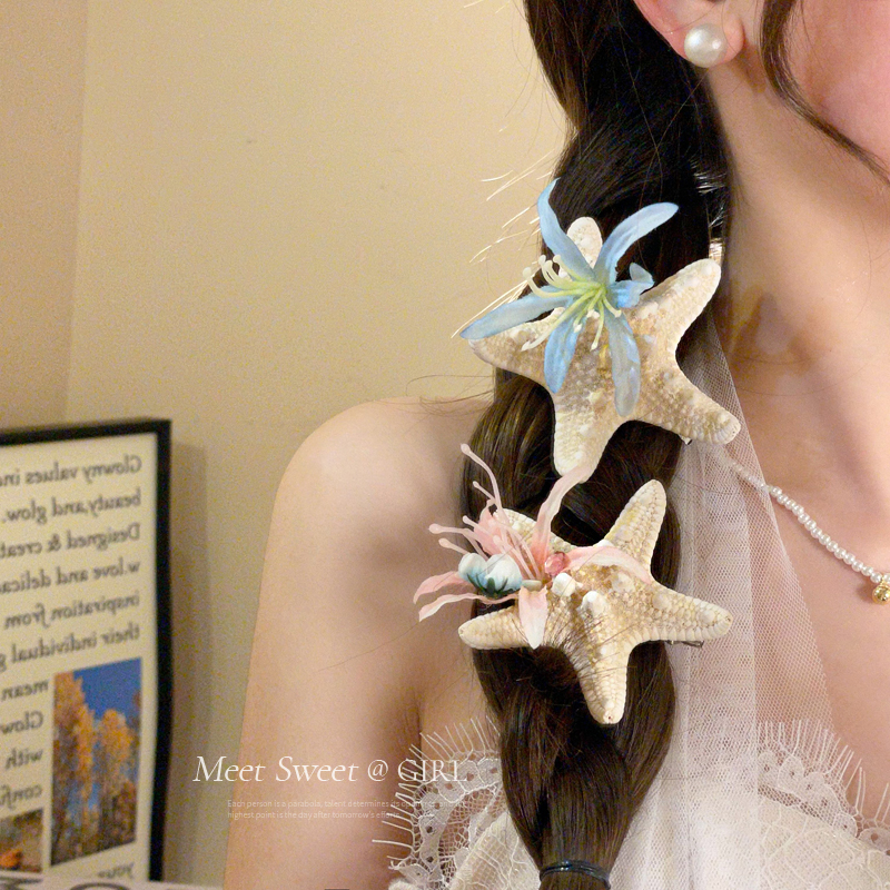花朵海星鸭嘴夹发卡女