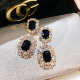 巴洛克复古大圆脸适合 耳环大耳坠夸张黑色宝石耳饰女高级感耳钉