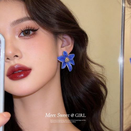 多巴胺彩色滴油花朵耳钉耳环女
