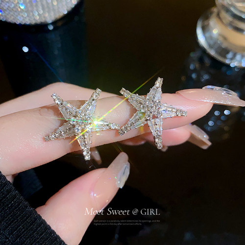 闪钻海星小众耳钉新款