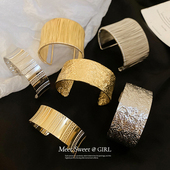 冷淡风夸张宽手镯开口手镯女手链麻花时尚 臂环手腕配饰简约手饰