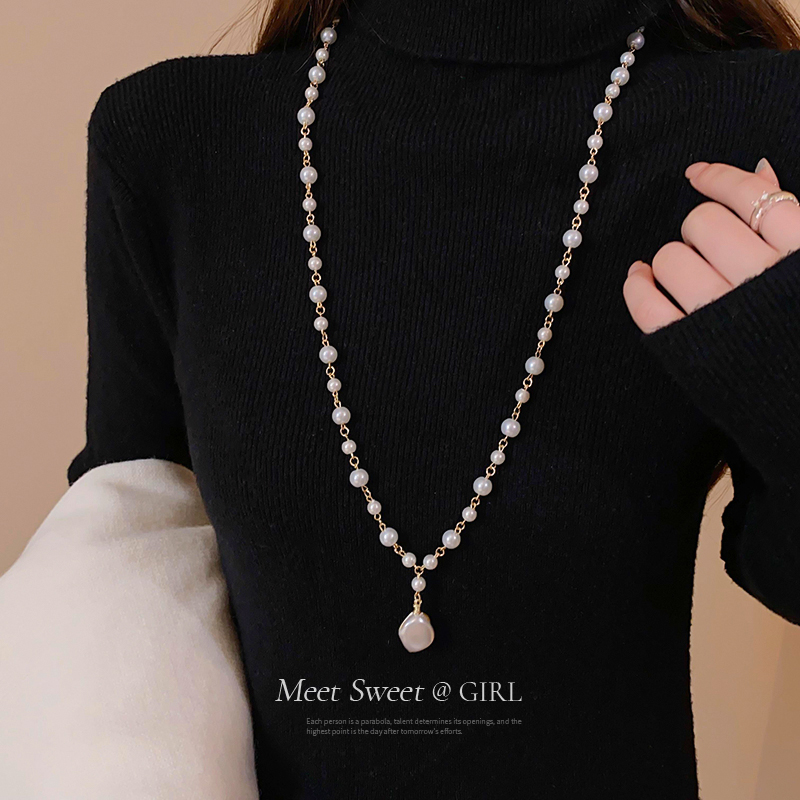 巴洛克珍珠长款毛衣链