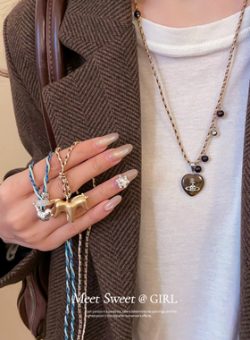 西太后土星吊坠项链女