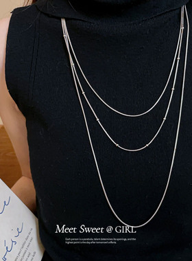 「遇见饰品MEET」金色多层叠戴项链轻奢高级感毛衣链简约配饰女