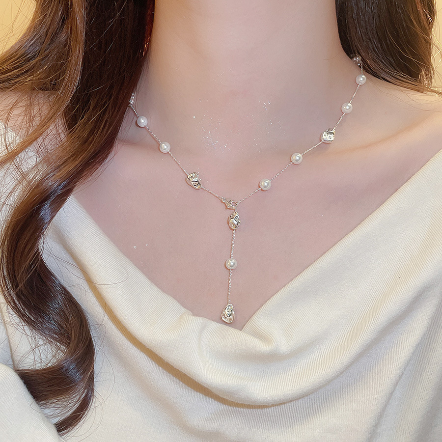 法式满天星珍珠流苏项链