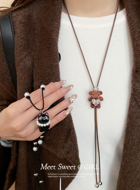 植绒小熊吊坠简约时尚项链