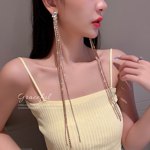 礼服超长款耳坠流苏耳环