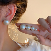 时尚 哑光馒头珍珠耳钉新款 2025爆款 气质耳环女高级感小众独特耳饰