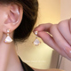 扇子耳环2026新款 高级感贝母耳饰女扇形轻奢气质大气耳钉精致 爆款