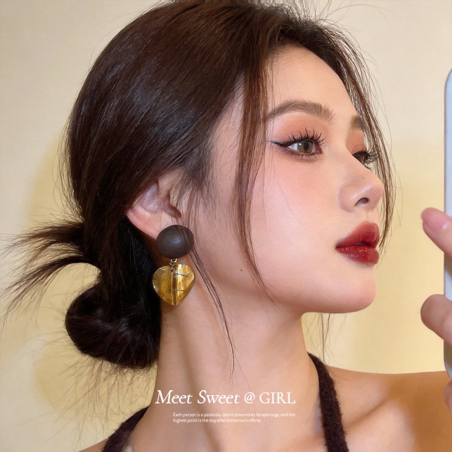虎眼石水滴爱心方形耳坠耳钉