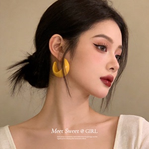 夏日度假芒果黄树脂耳钉耳环女