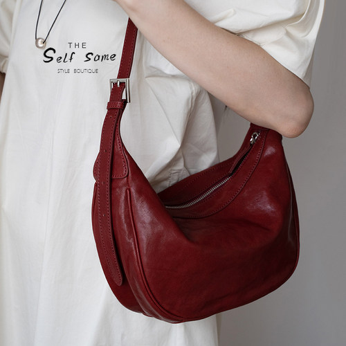 SELFSAME 定制头层植鞣牛皮 通勤休闲简约HOBO腋下包 长期主义