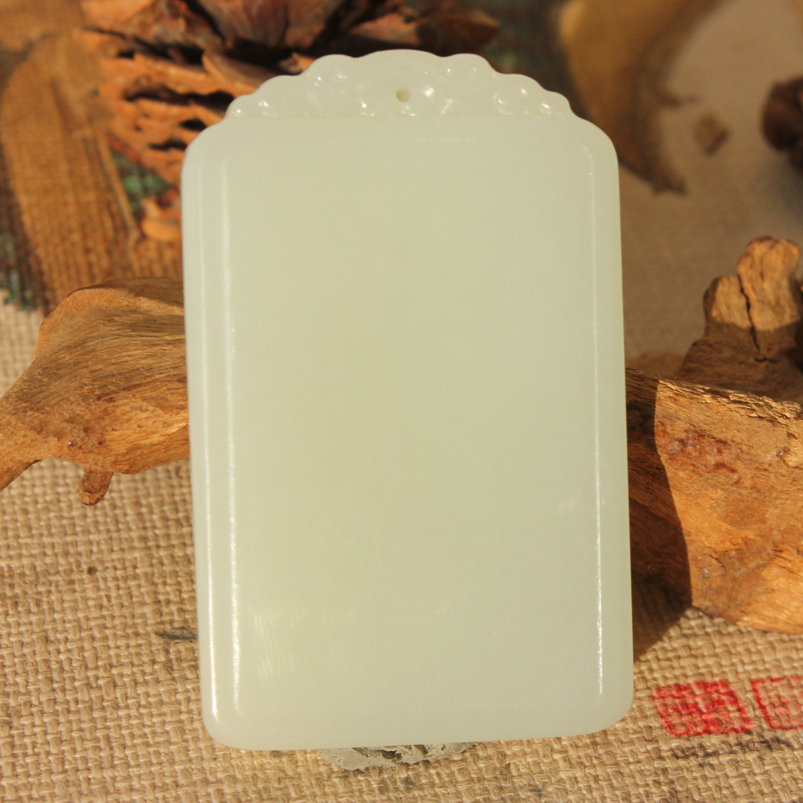 王实斋珠宝/新疆和田玉白玉平安无事牌挂件吊坠天然白度好润H189