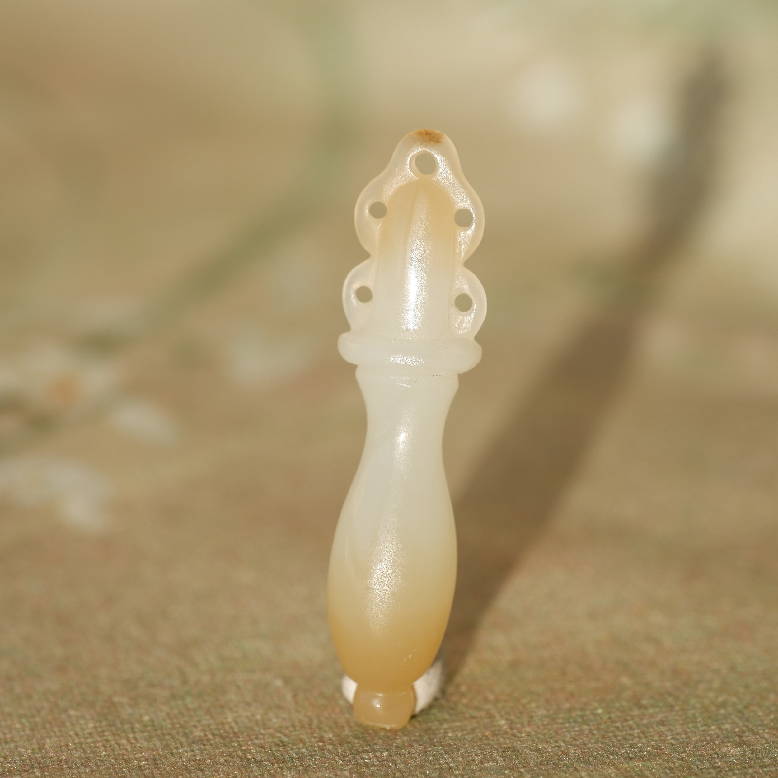 王实斋珠宝/新疆山料和田玉糖白玉平安玉瓶挂件吊坠白润小XY83