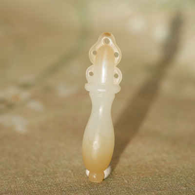 王实斋珠宝/新疆山料和田玉糖白玉平安玉瓶挂件吊坠白润小XY83