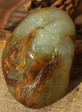 王实斋珠宝/新疆和田玉籽料招财貔貅手把件精雕自带鉴定证书73