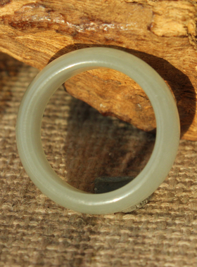 王实斋珠宝/新疆和田玉白玉16.9mm戒指手饰天然油润度好白H289