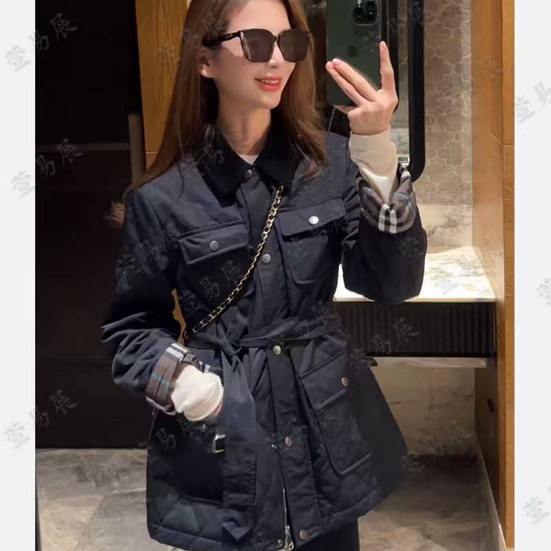 -“费尔午逅”羊驼毛棉服格纹腰带款显瘦棉服-WT100503