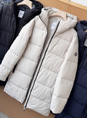 秋冬运动休闲风保暖中长款连帽棉衣棉服外套50322