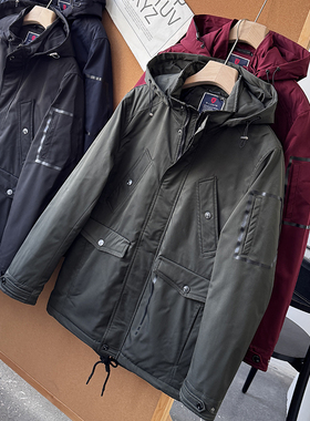 北欧重磅夹棉！冬季男士中长款棉衣防风保暖派克棉服50382