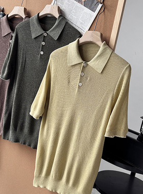 新款老钱风针织商务POLO短袖高级感休闲百搭T恤PL602