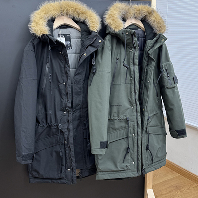 重工牛货冬加厚可拆卸毛领爱斯基摩派克服棉服男中长款大衣S10217