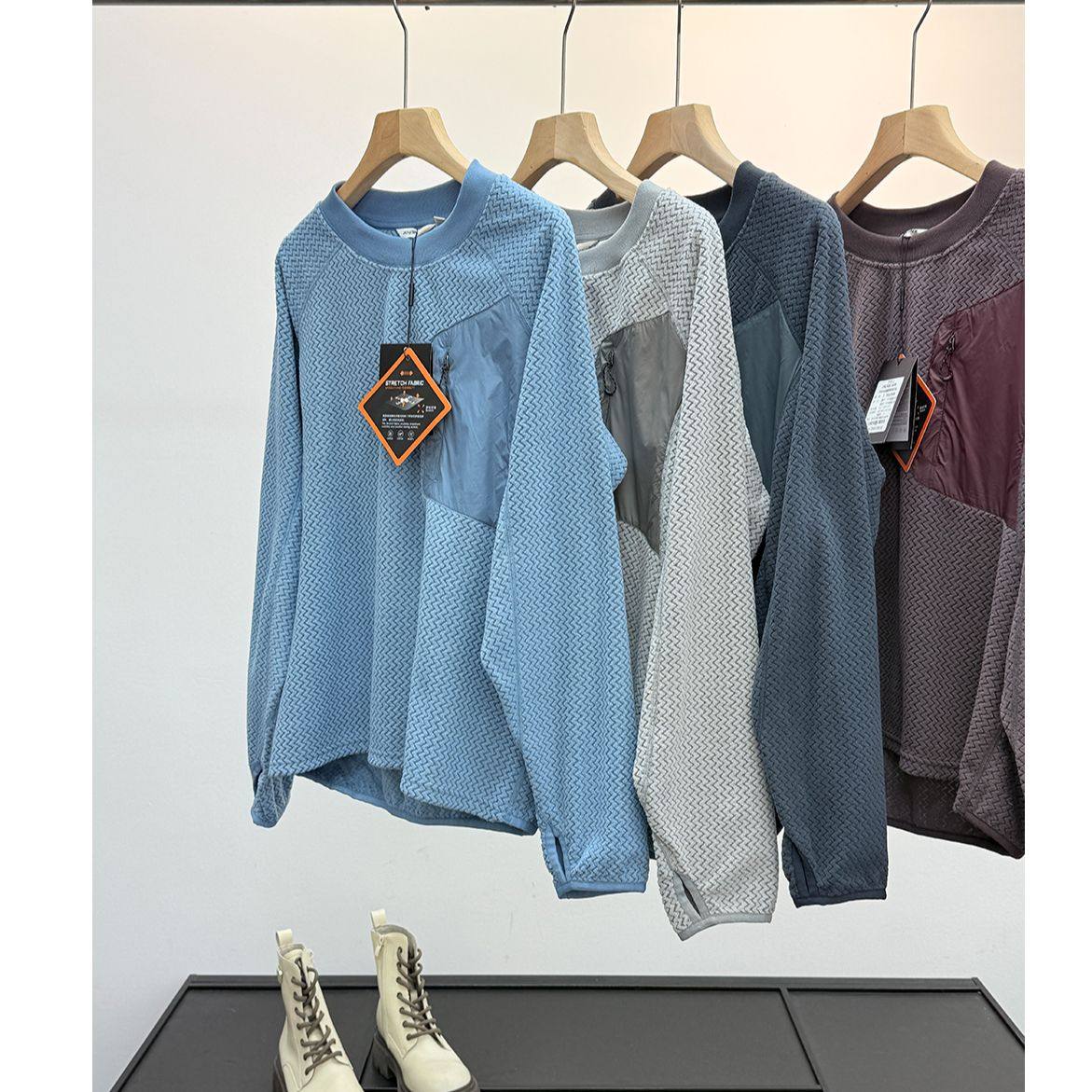 水波纹男女装户外山系抓绒衣机能宽松圆领套头波浪情侣卫衣26652,户外/登山/野营/旅行用品,抓绒衣,淘宝优惠券,粉丝福利购,淘宝优惠卷