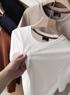 轻奢高端！3D立体钢印！夏季男士肤柔软百搭休闲短袖T恤潮S00515