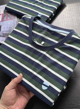 复古条纹海魂衫柔软亲肤透气春夏男士全棉圆领短袖T恤S00525
