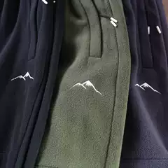 Double-Sided Fleece Men's Sweatpants Windproof Warm Autumn and Winter Casual Pants Loose Trendy Mountain Embroidery Casual Long Pants