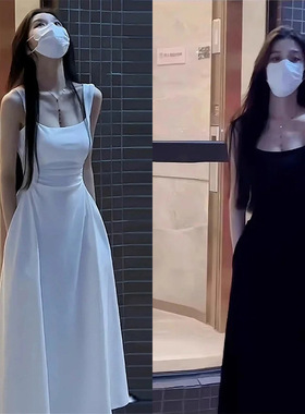 黑色修身法式吊带裙显瘦裙子女夏季爆款2025新款长裙高级感连衣裙