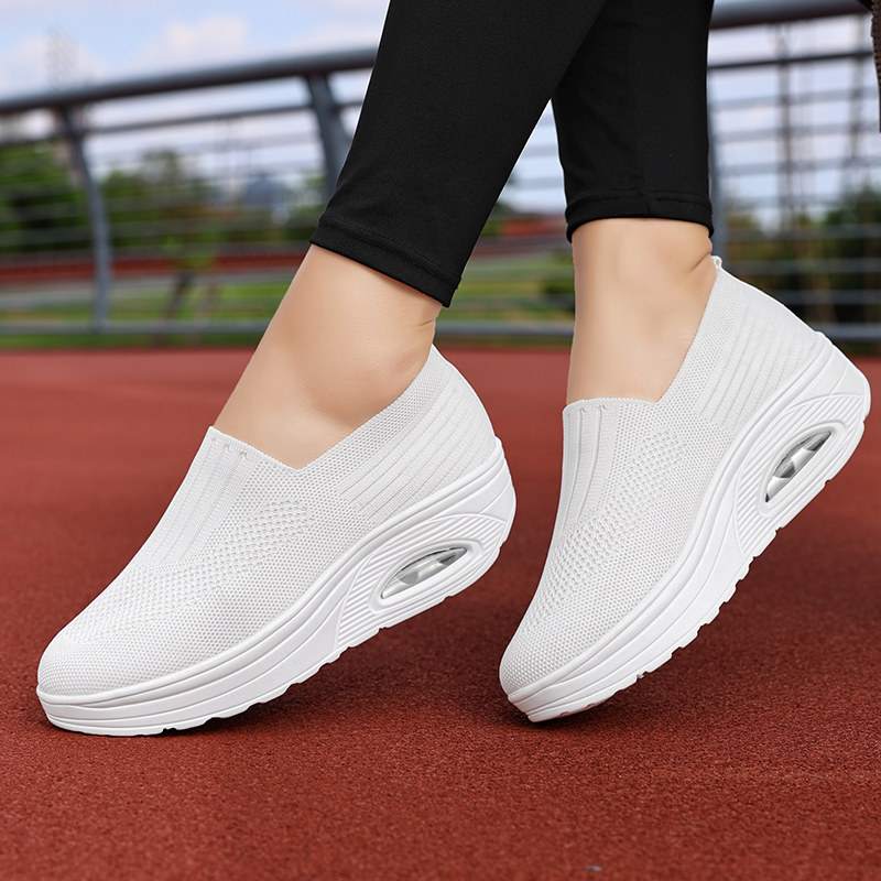 小白鞋女2026春季新款透气网面一脚蹬气垫减震休闲轻便厚底妈妈鞋,女鞋,网面鞋,淘宝优惠券,粉丝福利购,淘宝优惠卷