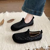 加绒女鞋 冬季 一脚蹬保暖妈妈豆豆棉鞋 34码 久站不累脚黑色工作鞋 女