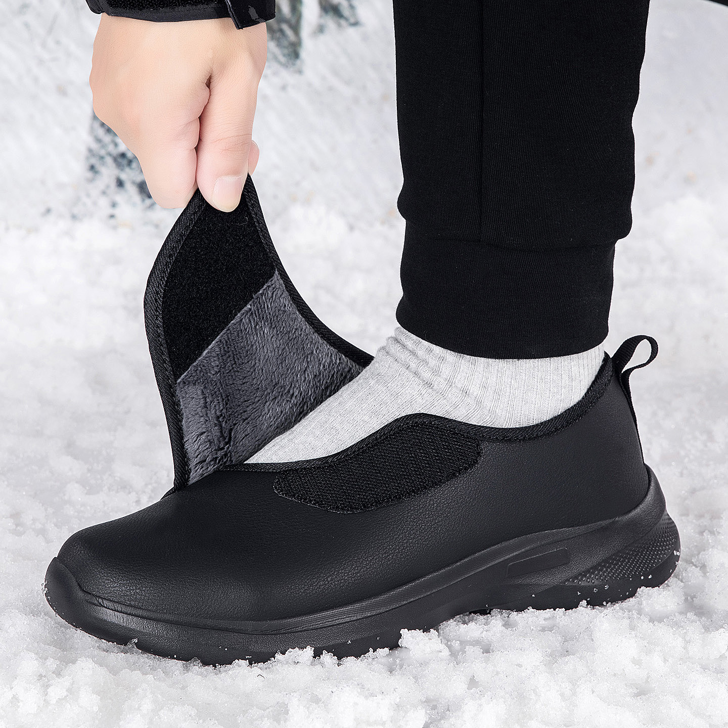 老人防水棉鞋男冬季新款加绒保暖