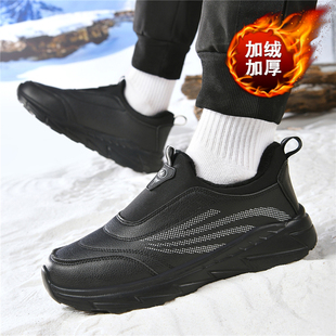 加绒保暖棉鞋 老年健步鞋 软底不累脚爸爸运动鞋 一脚蹬老人鞋 男冬季