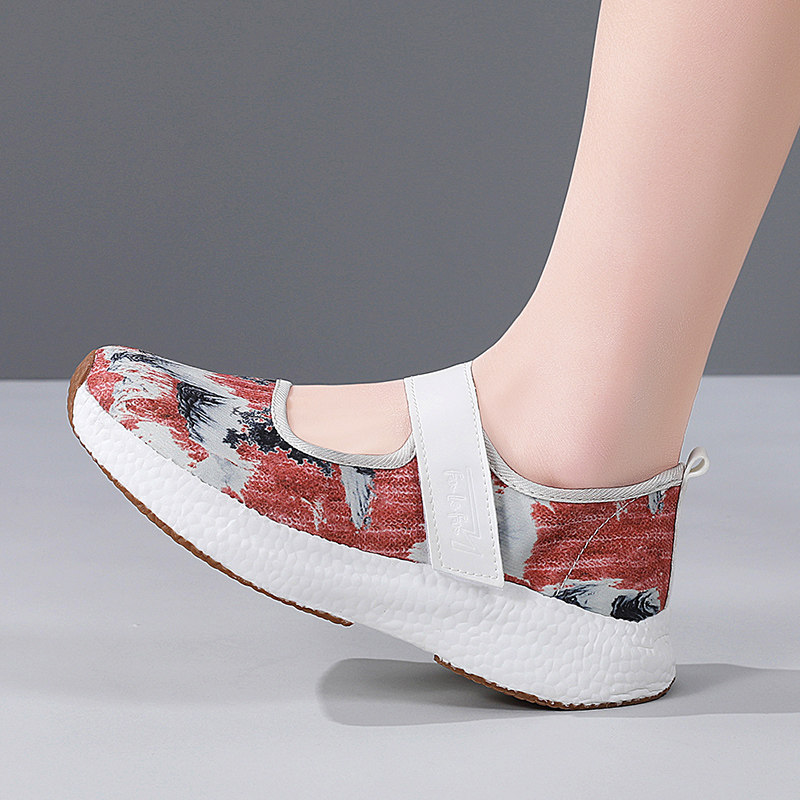 印花魔术贴帆布鞋女一脚蹬软底不累脚舒适妈妈运动鞋2026春季女鞋,女鞋,帆布鞋,淘宝优惠券,粉丝福利购,淘宝优惠卷