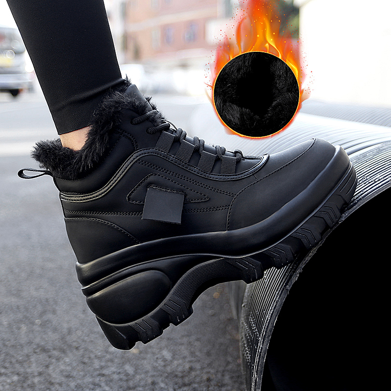 厚底棉鞋女冬增高松糕女性运动鞋