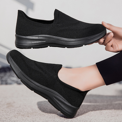 妈妈鞋秋季新款黑色一脚蹬软底