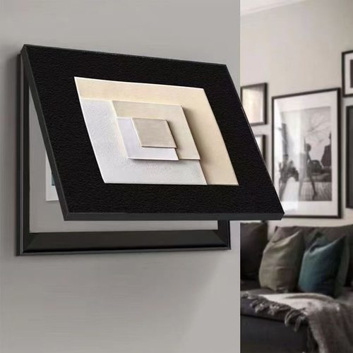 简约黑白极简电表箱装饰画抽象轻奢高级遮挡配电箱闸盒餐厅挂画