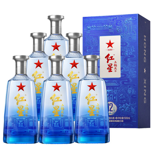 北京红星二锅头43度蓝12陈酿12高级清香型白酒礼盒500ml*6瓶装 - 封面
