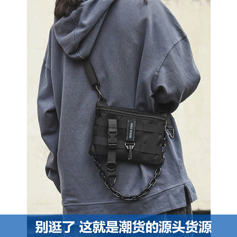 ins潮男斜挎包国潮日系小挎包机能风工装小包嘻哈单肩包手机包女