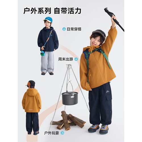 专柜儿童秋季童装新款男童连帽冲锋衣外套秋装开衫户外上衣a1485