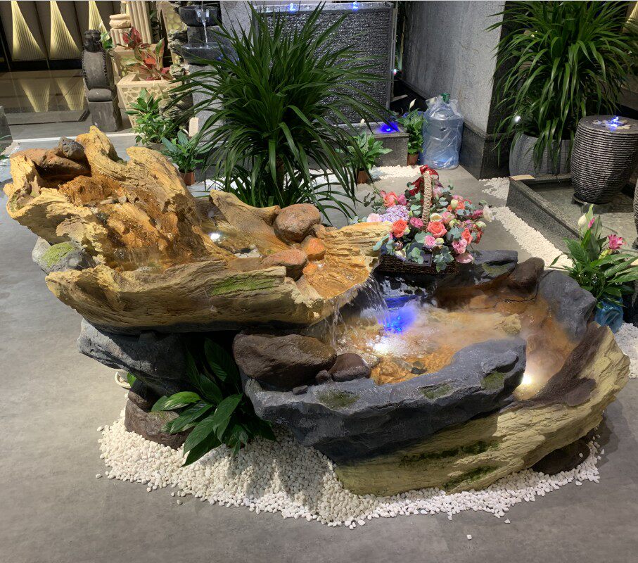 假山磨盘流水庭院公司水景家居流水聚财摆件民宿流水瀑布 景观石