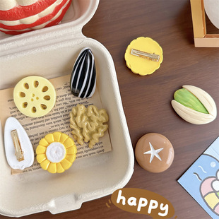 超萌仿真大号食物边夹奇奇怪怪发夹搞怪食玩藕片香菇瓜子玉米夹子