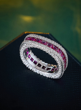 珠宝款轻奢百搭红宝石镶嵌戒指女款高级感精致叠戴个性食指