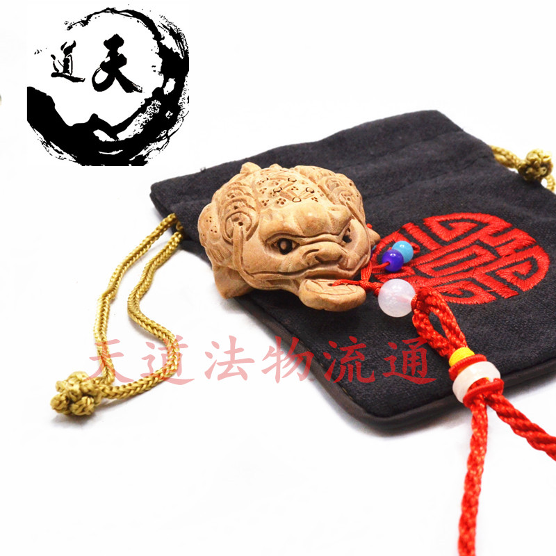 桃木雕刻金蟾把玩手把件