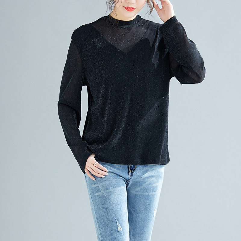 N130/300斤大码女装春打底透视亮