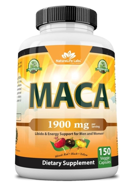 美国NaturaLife Labs玛卡根1900毫克秘鲁玛卡男女性欲和能量支持